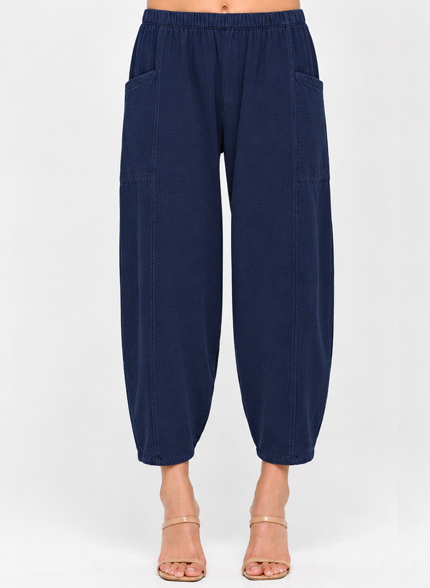 Cotton Lani Cotton Lani Textured Lantern Pants – Navy available at The Good Life Boutique