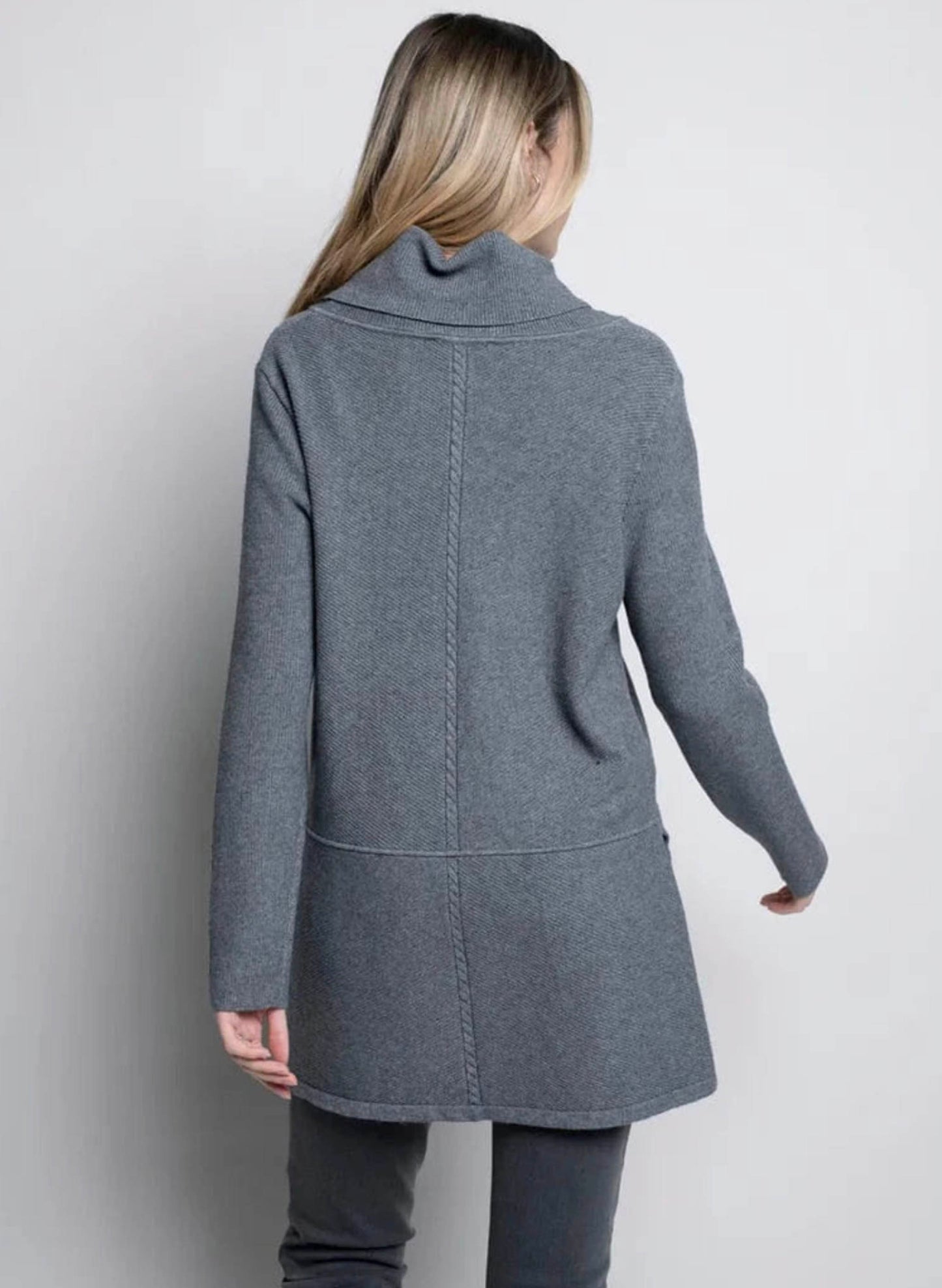 Picadilly Fashions Cowl Neck Textured Top - Heather Charcoal available at The Good Life Boutique