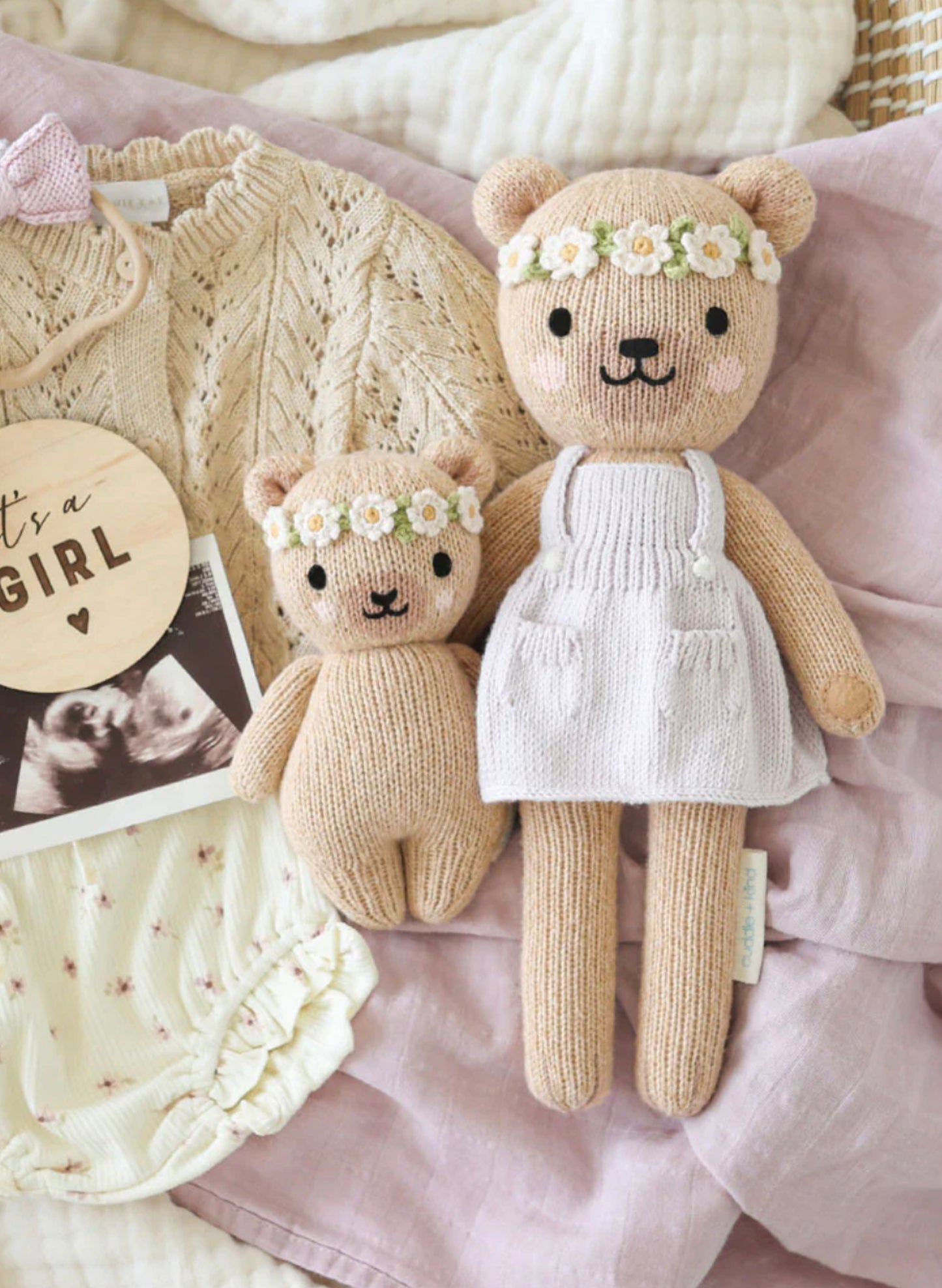 Cuddle&Kind Cuddle + Kind Baby Honey Bear - Ivory Floral available at The Good Life Boutique