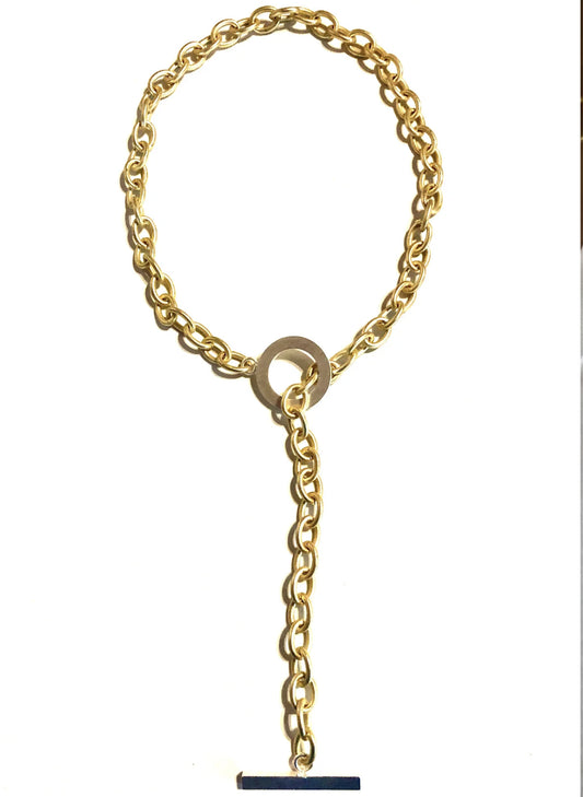 LJ Sonder Debbie Necklace - Gold With Silver Matte Toggle available at The Good Life Boutique