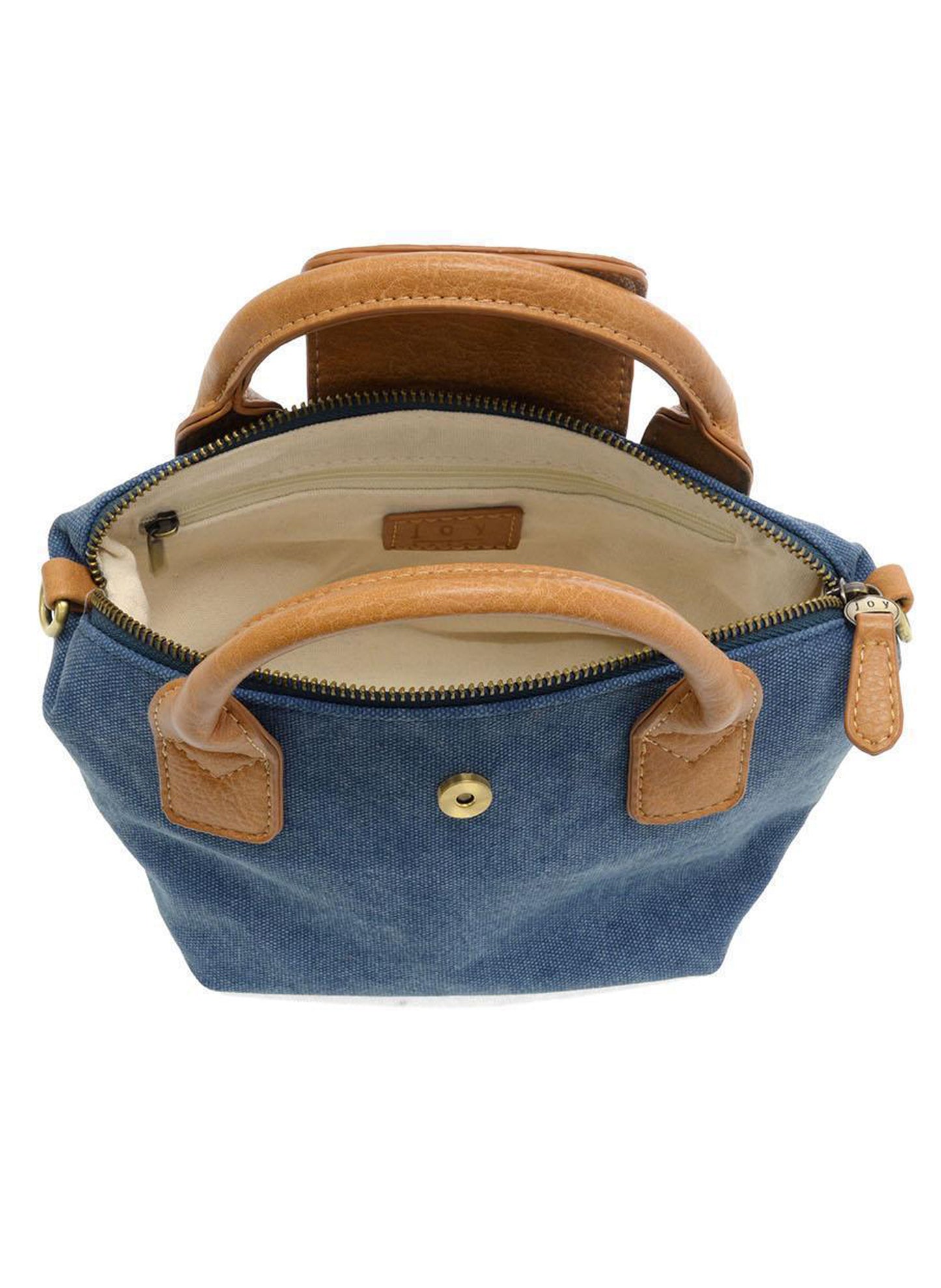 Joy Accessories Denim Blue Mini Canvas Tote available at The Good Life Boutique