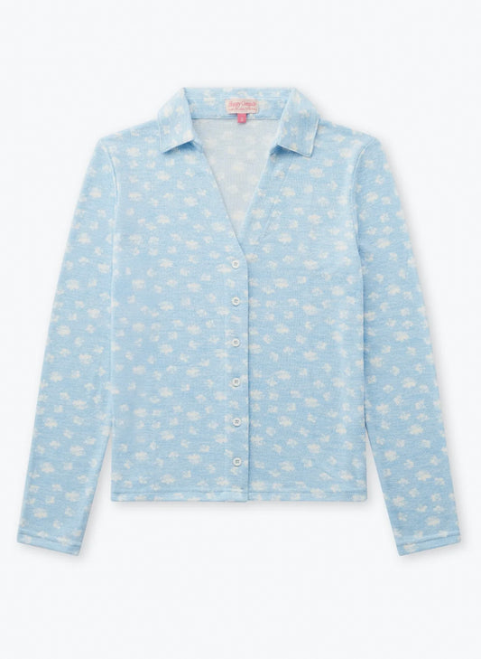 Ditsy Daisy Mia Pajama Top - Frost Blue