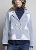 Picadilly Fashions Double Breasted Sweater Jacket - Denim/Off-white available at The Good Life Boutique