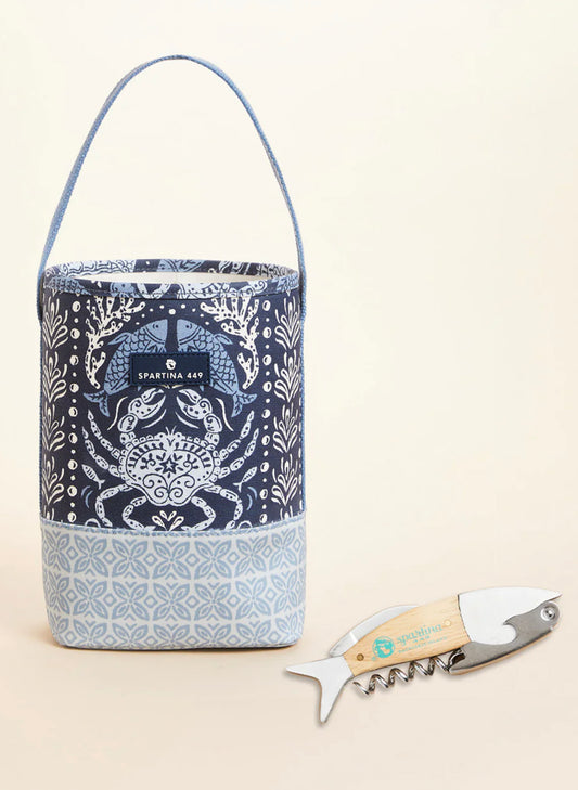Spartina Double Wine Caddy Hamilton Sea Life available at The Good Life Boutique