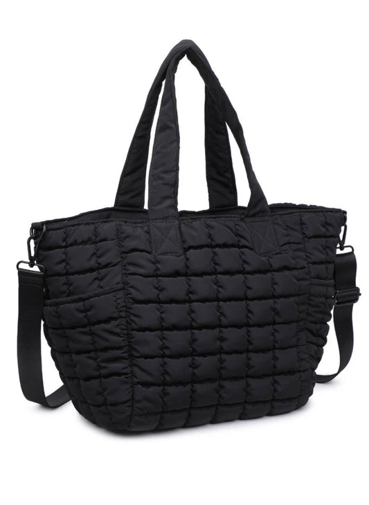 Sol & Selene Sol & Selene - Dreamer Quilted Puffer Tote - Black available at The Good Life Boutique