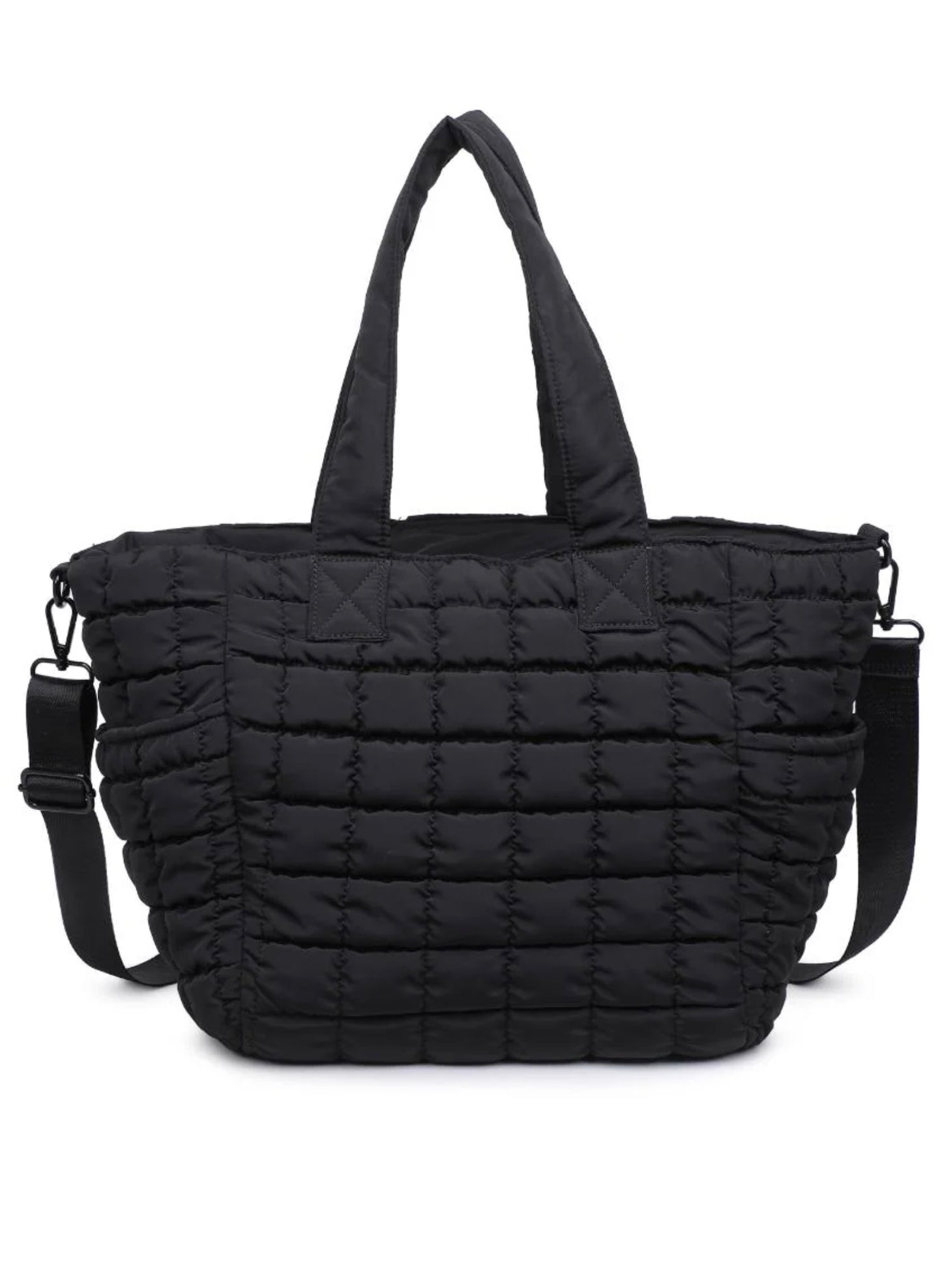 Sol & Selene Sol & Selene - Dreamer Quilted Puffer Tote - Black available at The Good Life Boutique