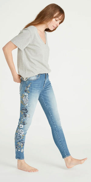 Driftwood Driftwood - Jackie High Rise X Bluebell Fleur - Medium Wash available at The Good Life Boutique