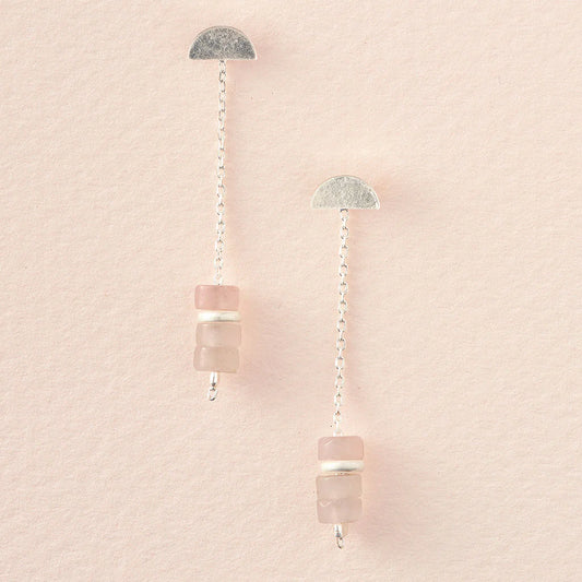 Scout Curated Wears Stone Meteor Thread/Jacket Earring - Rose Quartz/Silver available at The Good Life Boutique