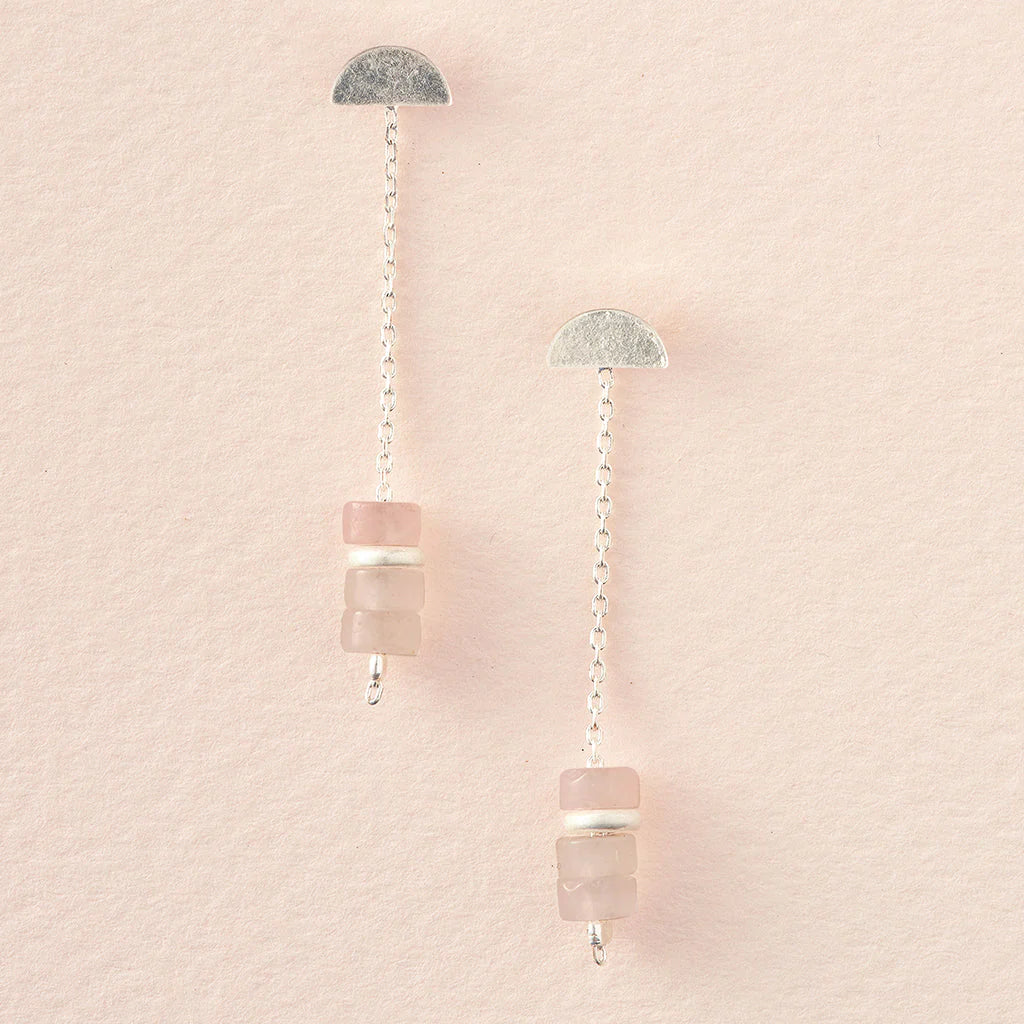 Scout Curated Wears Stone Meteor Thread/Jacket Earring - Rose Quartz/Silver available at The Good Life Boutique