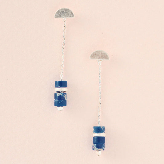 Scout Curated Wears Stone Meteor Thread/Jacket Earring - Lapis/Silver available at The Good Life Boutique