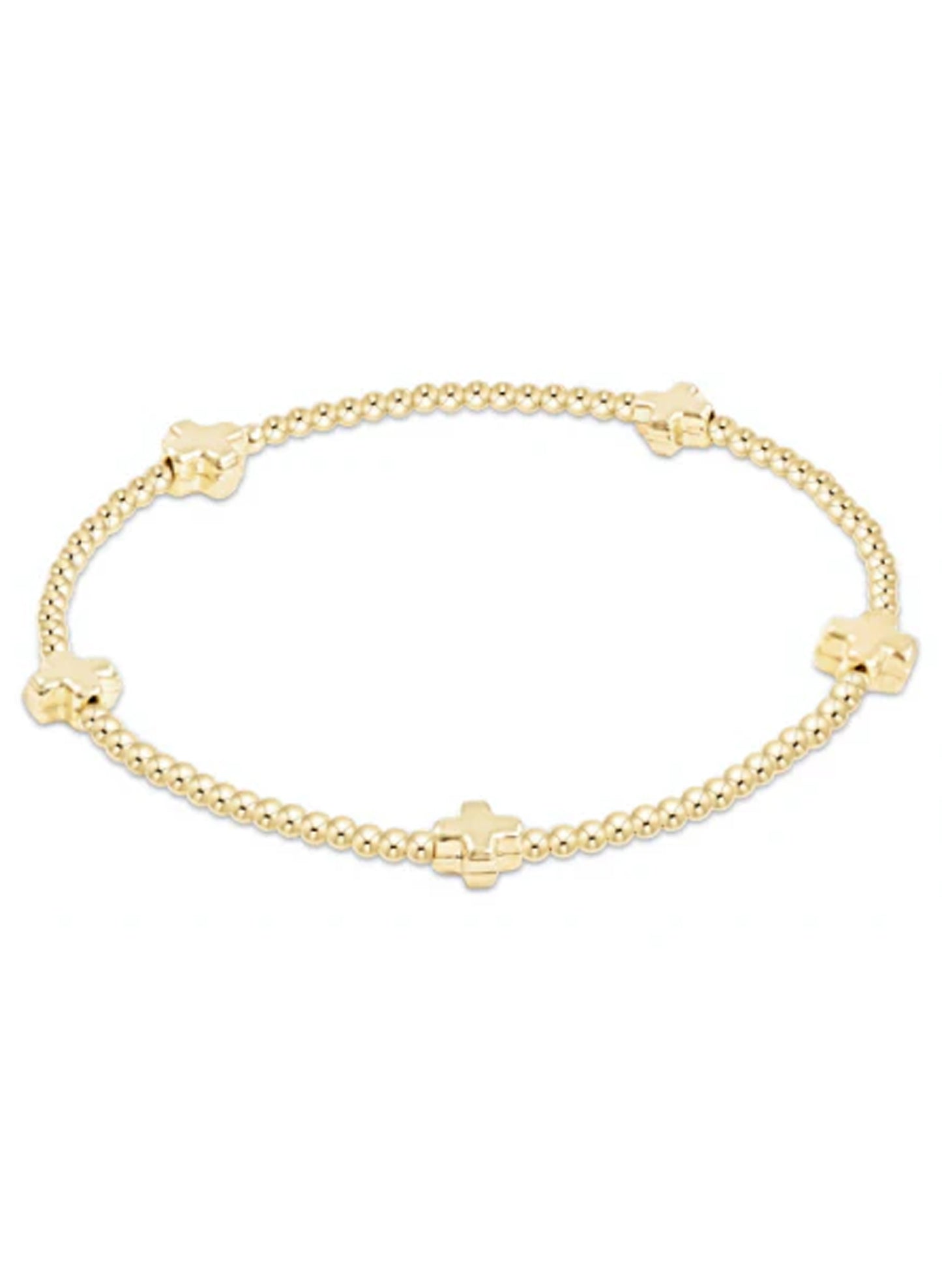 enewton design EGIRL Signature Cross Small Gold Pattern 2mm Bead Bracelet - Gold available at The Good Life Boutique