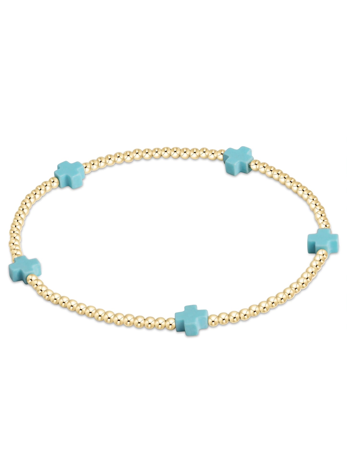 enewton design EGIRL Signature Cross Small Gold Pattern 2mm Bead Bracelet - Mint available at The Good Life Boutique