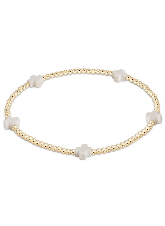 enewton design EGIRL Signature Cross Small Gold Pattern 2mm Bead Bracelet - Pink available at The Good Life Boutique