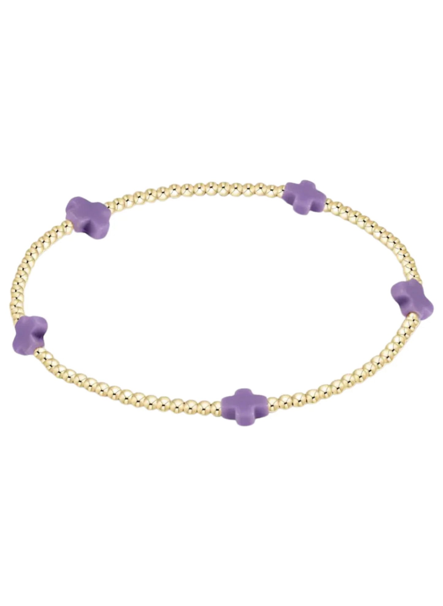 enewton design EGIRL Signature Cross Small Gold Pattern 2mm Bead Bracelet - Purple available at The Good Life Boutique