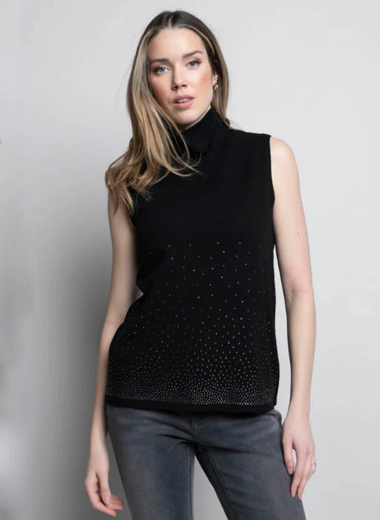 Picadilly Fashions Rhinestone Embellished Tank - Black available at The Good Life Boutique