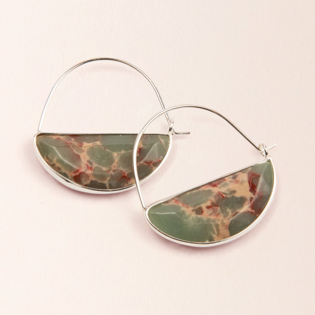 Scout Curated Wears Stone Prism Hoop - Aqua Terra/Silver- Peace available at The Good Life Boutique