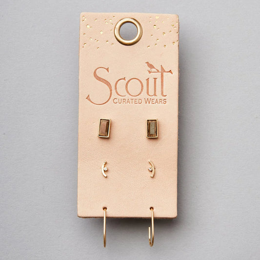 Scout Curated Wears Courtney Stud Trio - Gold (Pyrite) available at The Good Life Boutique