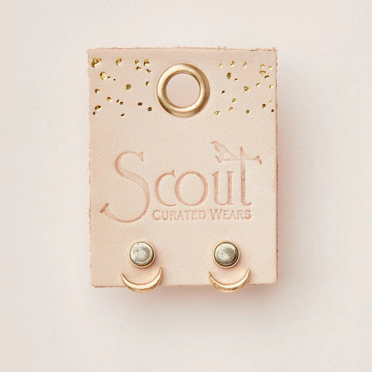 Scout Curated Wears Stone Moon Phase Ear Jacket - Pyrite/Gold available at The Good Life Boutique