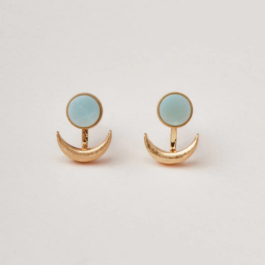 Scout Curated Wears Stone Moon Phase Ear Jacket - Amazonite/Gold available at The Good Life Boutique