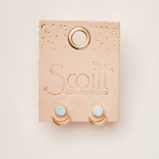 Scout Curated Wears Stone Moon Phase Ear Jacket - Amazonite/Gold available at The Good Life Boutique