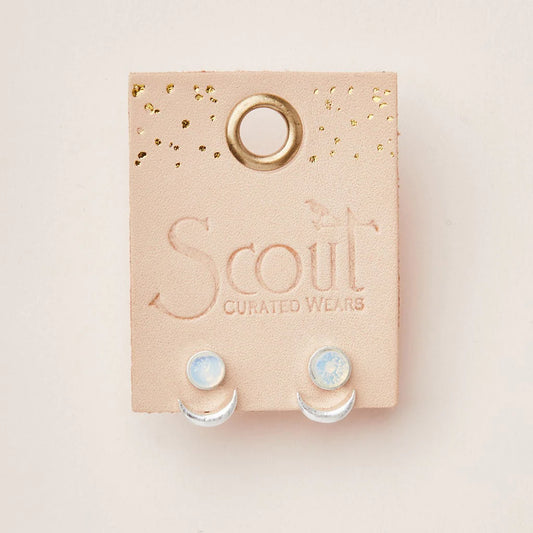 Scout Curated Wears Stone Moon Phase Ear Jacket - Opalite/Silver available at The Good Life Boutique