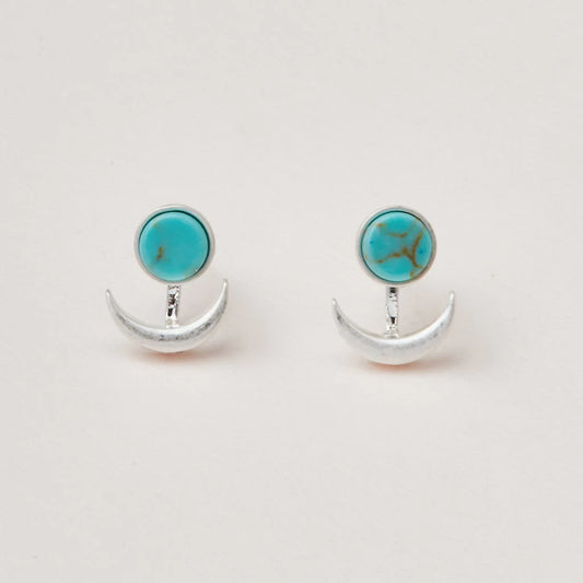 Scout Curated Wears Stone Moon Phase Ear Jacket - Turquoise/Silver available at The Good Life Boutique