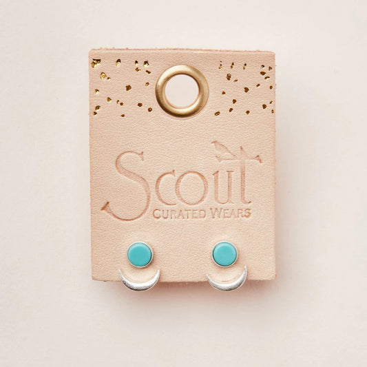 Scout Curated Wears Stone Moon Phase Ear Jacket - Turquoise/Silver available at The Good Life Boutique