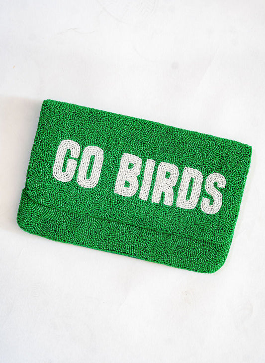Eagles/Go Birds Beaded Clutch