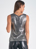 Elan Elan Silver Sparkle Cable Knit Sweater - Silver w/ Black Under available at The Good Life Boutique