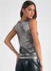 Elan Elan Silver Sparkle Cable Knit Sweater - Silver w/ Black Under available at The Good Life Boutique