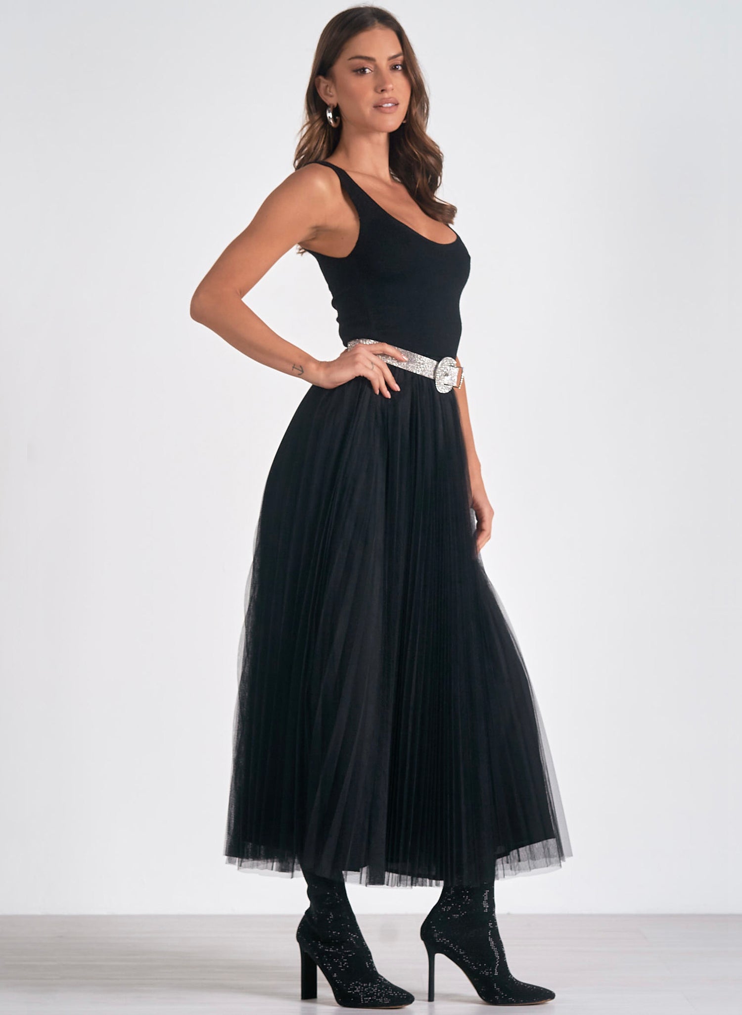 Elan - Maxi Tulle Skirt Dress - Black | The Good Life Boutique Elan - Maxi Tulle Skirt Dress - Black | The Good Life Boutique