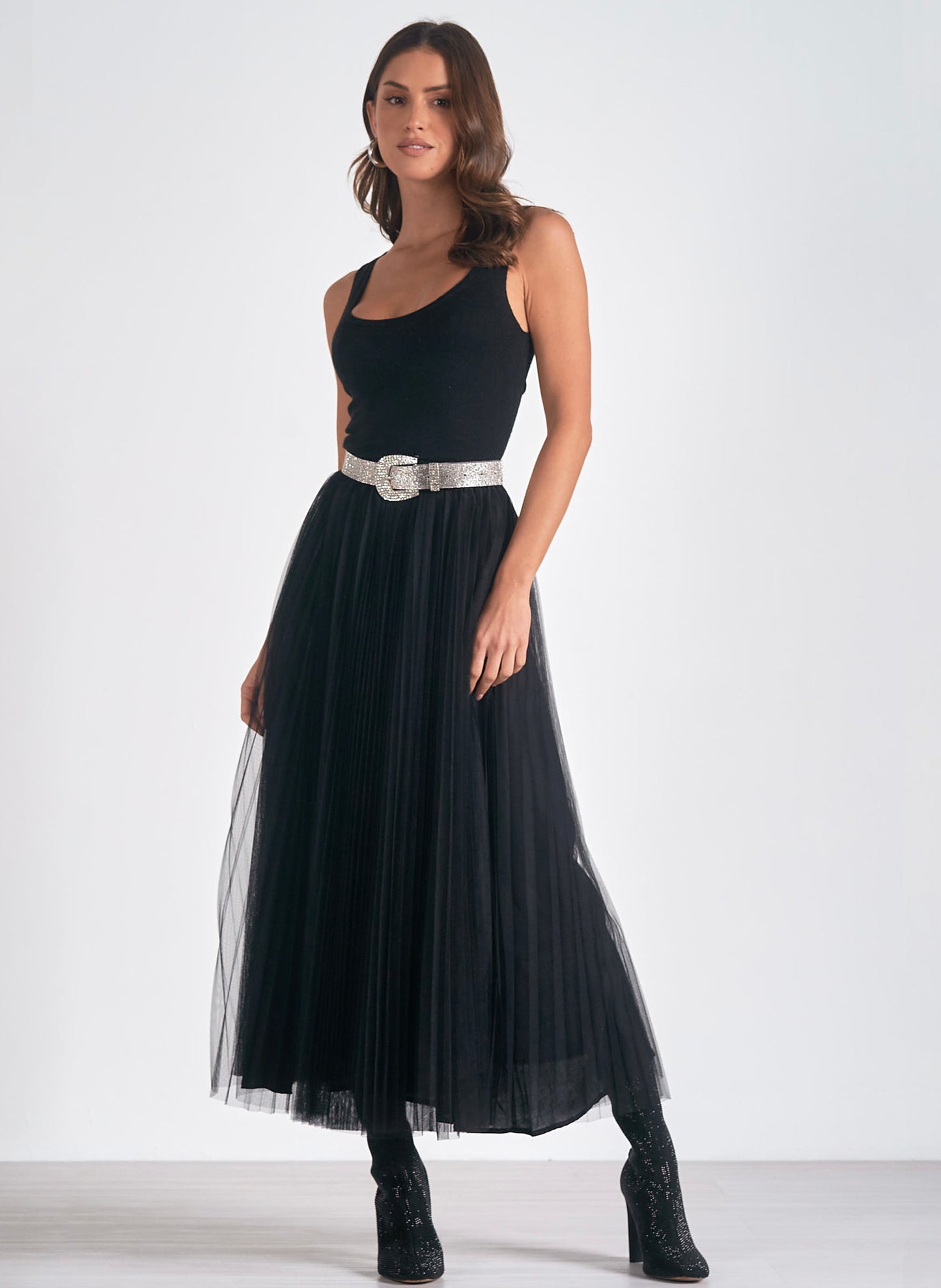 Elan Elan - Maxi Tulle Skirt - Black available at The Good Life Boutique