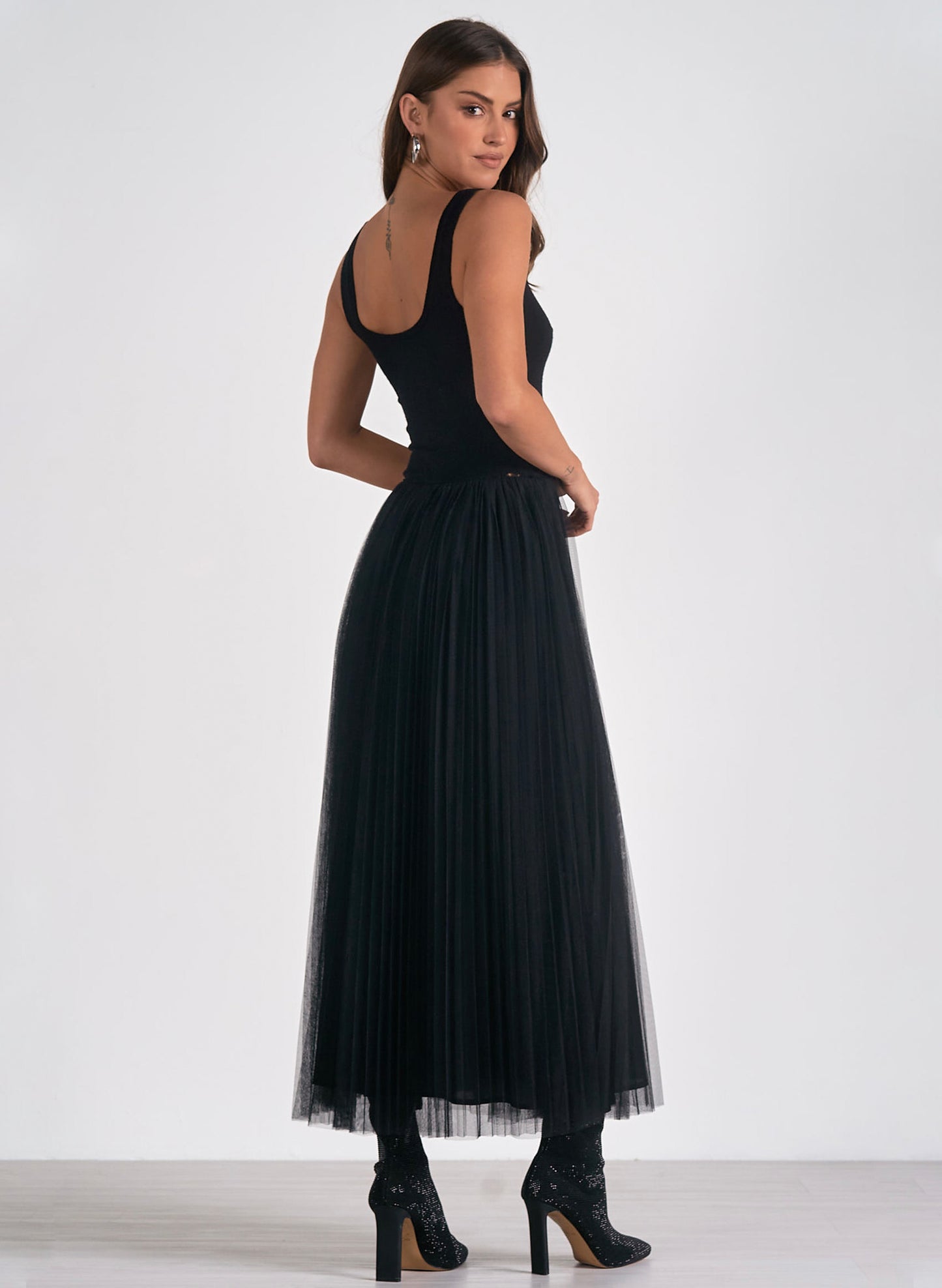 Elan Elan - Maxi Tulle Skirt - Black available at The Good Life Boutique