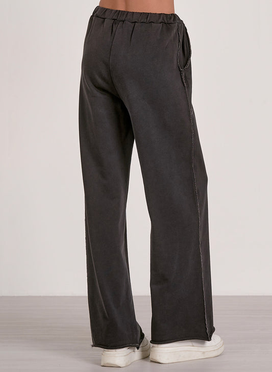 Elan Elan - Sweat Pants Elastic Wide Leg - Black available at The Good Life Boutique