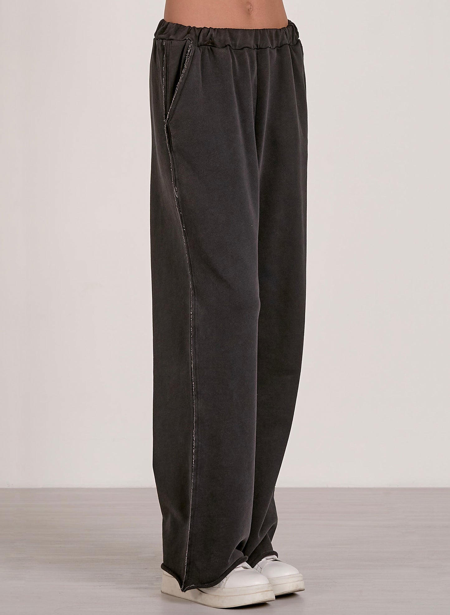 Elan Elan - Sweat Pants Elastic Wide Leg - Black available at The Good Life Boutique