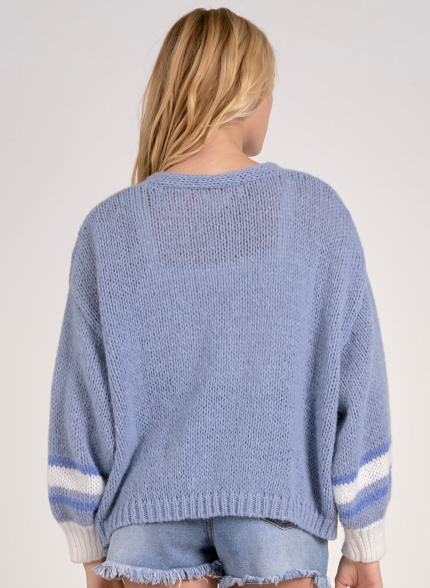 Elan Elan - 1 Sweater Cardigan Loose Fit - Blue available at The Good Life Boutique