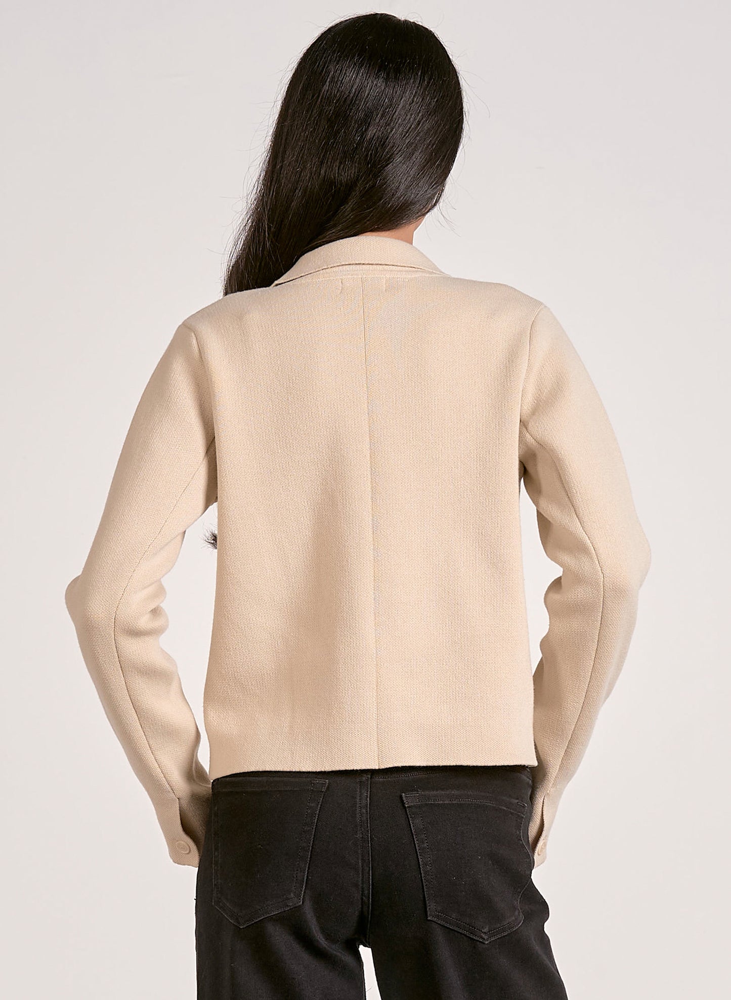 Elan Elan - Sweater Jacket w/ Lapel - Natural available at The Good Life Boutique