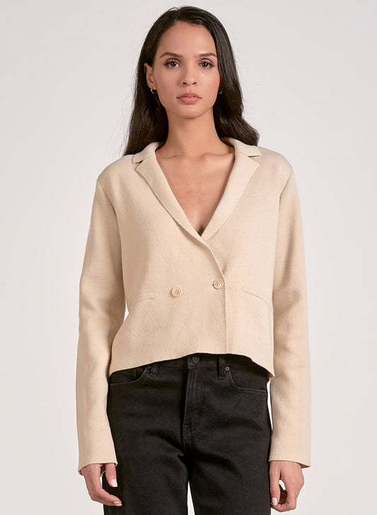 Elan Elan - Sweater Jacket w/ Lapel - Natural available at The Good Life Boutique