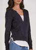 Elan Elan - Sweater V Neck Layered - Navy + White available at The Good Life Boutique