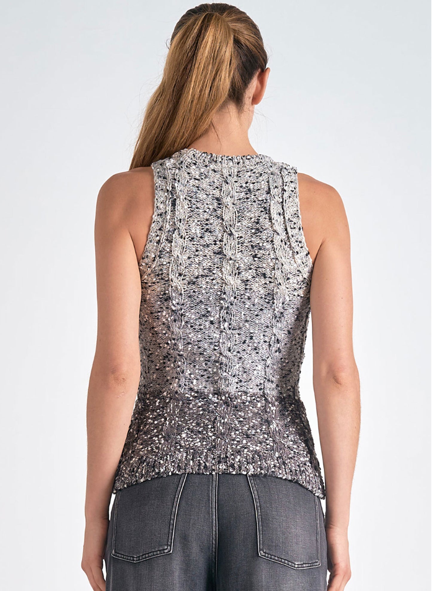 Elan Elan - 7 Sleeveless Sweaters - Grey Ombre available at The Good Life Boutique