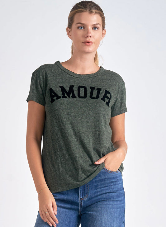 Elan Elan - 7 Top Crew Neck - Olive Amour available at The Good Life Boutique