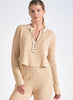 Elan Elan - 7 Top Long/Sleeve V Neck - Tan available at The Good Life Boutique