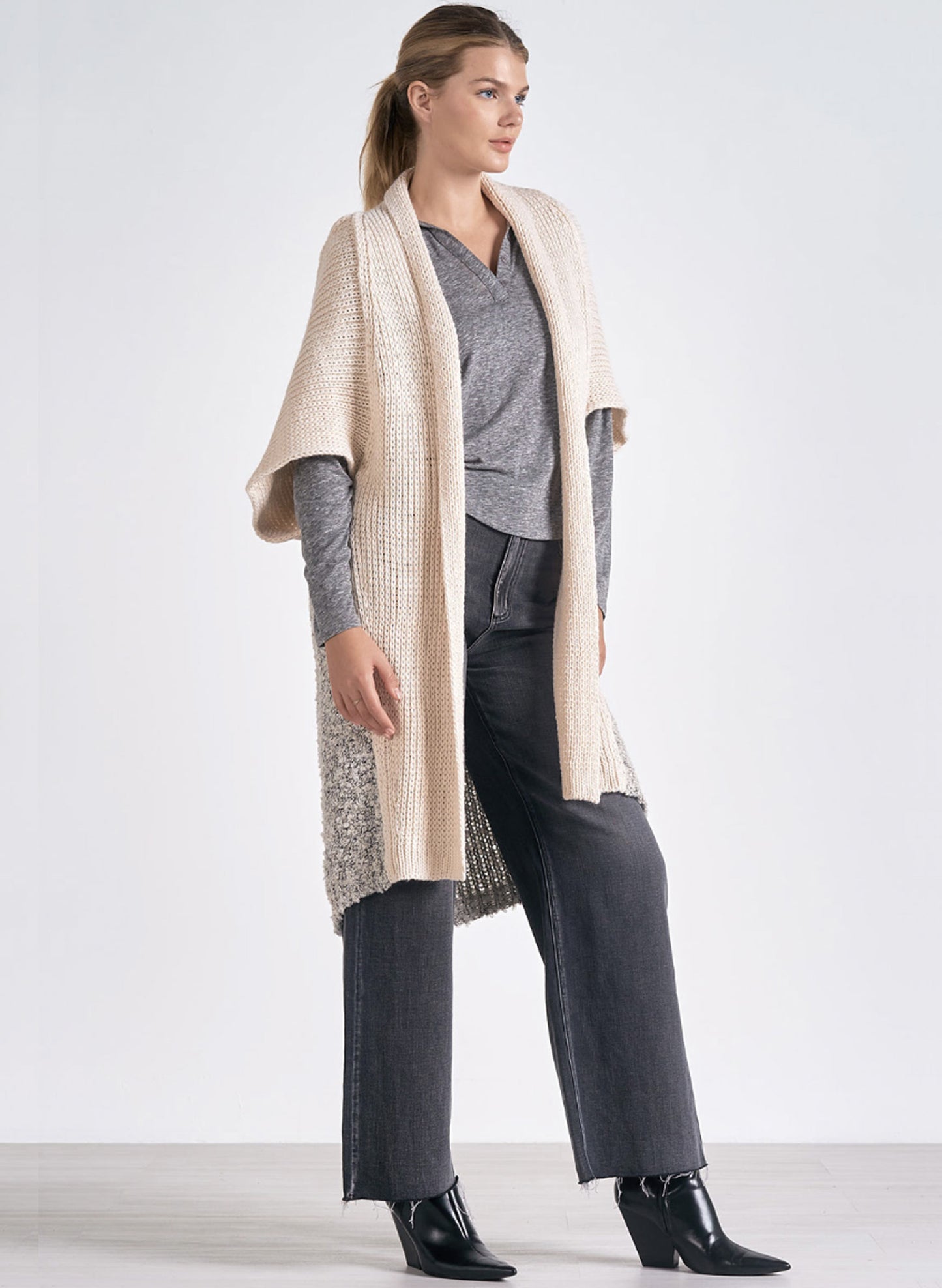 Elan Elan - 8 Sweater Cardigan 3/4 Sleeve - Off White - One Size available at The Good Life Boutique