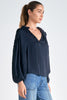 Elan Elan - 9 Long Sleeve Tie Neck Top - Navy available at The Good Life Boutique