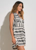 Elan Elan - A Line Sleeveless Dress - Natural Black Print available at The Good Life Boutique