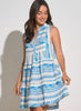 Elan Elan - A Line Sleeveless Dress - White/Blue Print available at The Good Life Boutique