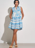 Elan Elan - A Line Sleeveless Dress - White/Blue Print available at The Good Life Boutique