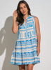 Elan Elan - A Line Sleeveless Dress - White/Blue Print available at The Good Life Boutique