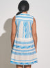 Elan Elan - A Line Sleeveless Dress - White/Blue Print available at The Good Life Boutique