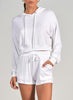 Elan Elan - Cropped Hoodie Long Sleeve Top - White available at The Good Life Boutique